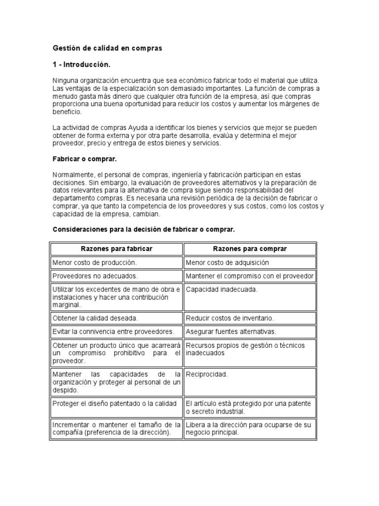 Calidad en Compras: Ejemplos y Normas | PDF | Gestión de la calidad ...
