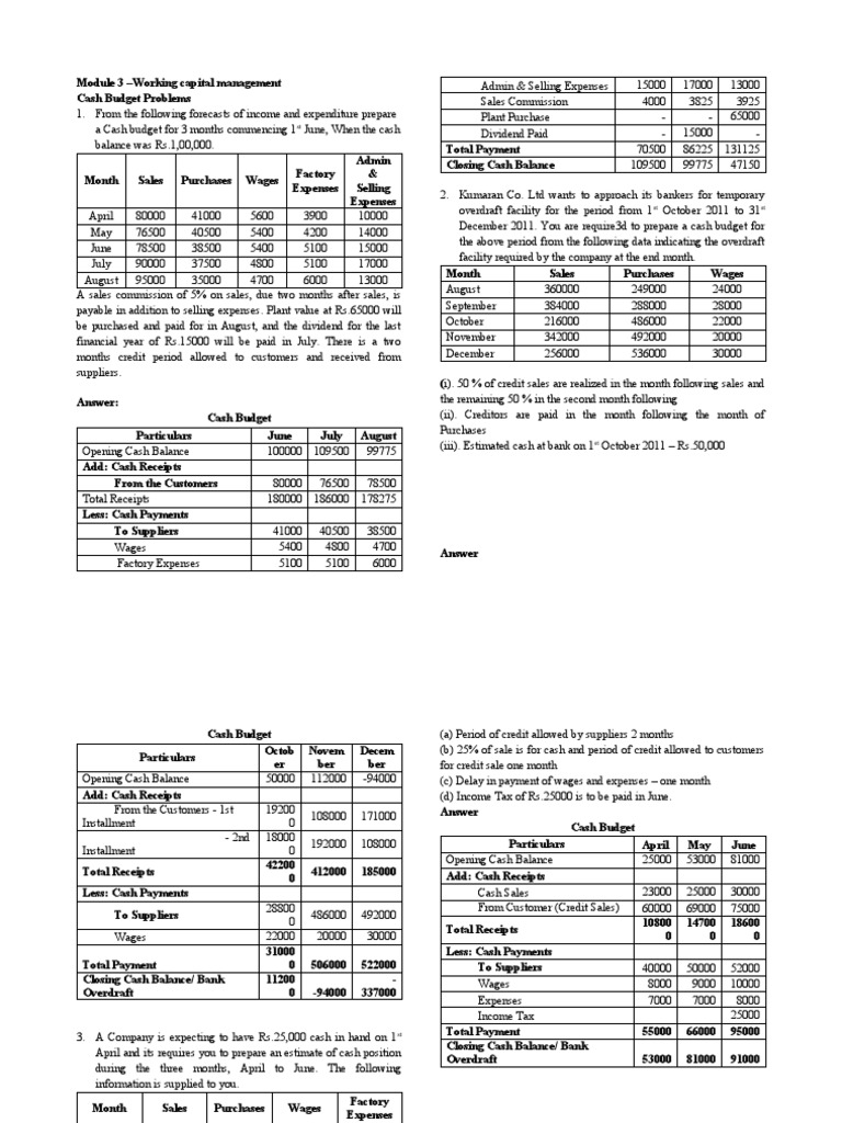 Cash Budget Preparation Guide | PDF | Receipt | Expense