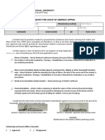 Request For Leave of Absence Appeal: Student Number Program (Course)