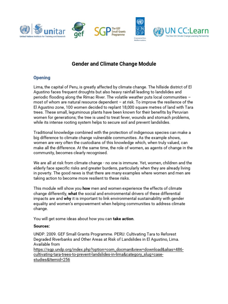 Gender Impact on Climate Change | PDF | United Nations Framework ...
