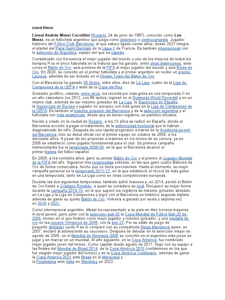Lionel Messi | PDF | Lionel Messi | FC Barcelona