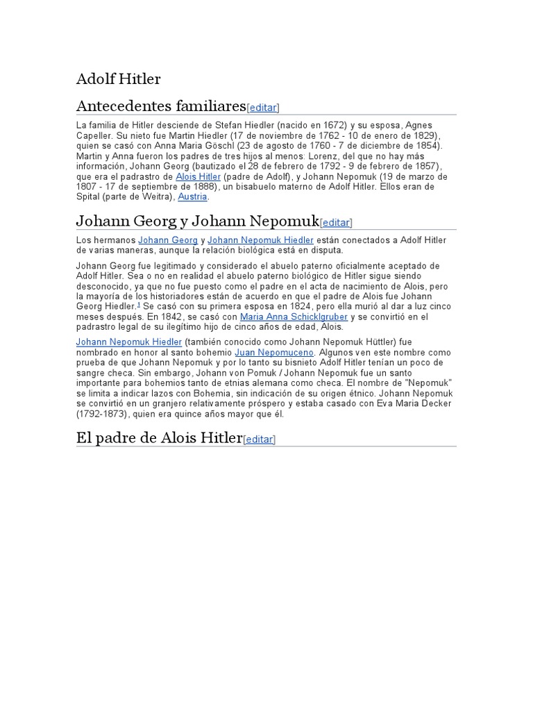 Los Antecedentes Familiares de Hitler | PDF | Familia Hitler | Nazis