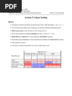 Lecture 5: Linear Sorting: Review