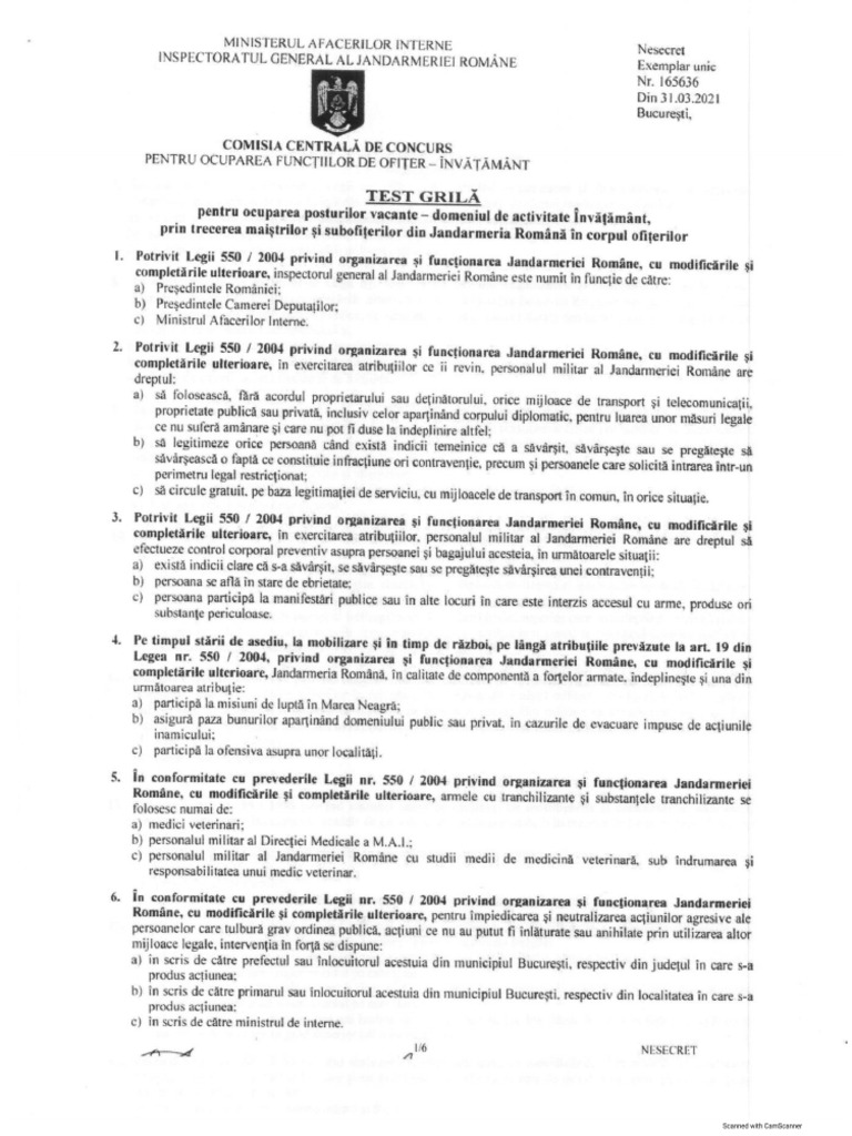 Igjr Test Grila Jandarmi | PDF