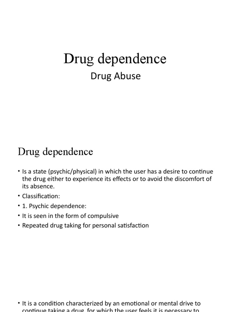 Drug Dependence and Drug Abuse PDF Substance Dependence Substance