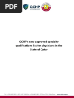 QCHP's New Approved Specialty Qualifications List For Physicians in The State of Qatar (February 2019)