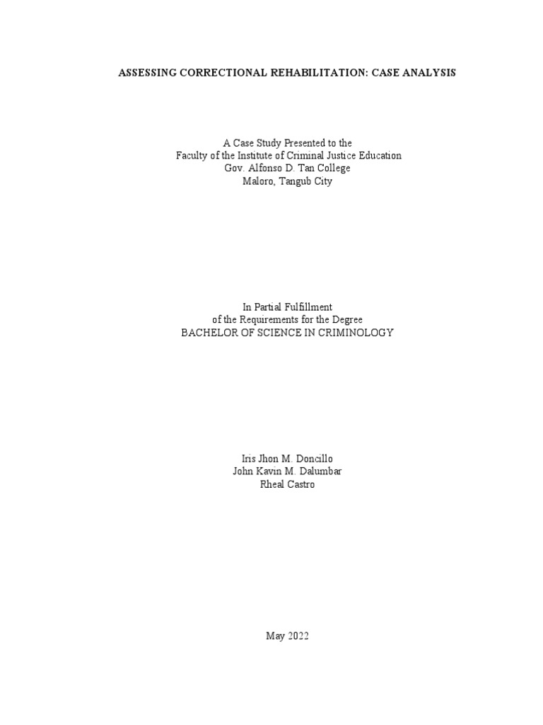 Evaluating Correctional Rehabilitation in the Philippines | PDF ...