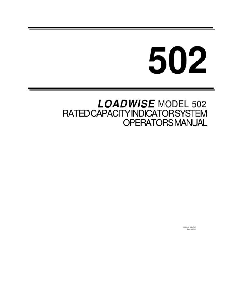 Loadwise Model 502 Operator's Manual | PDF | Crane (Machine ...