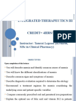 Integrated Therapeutics Iii Credit 4Hrs/Week: Instructor: Tamrat Legesse (B.Pharm, MSC in Clinical Pharmacy)