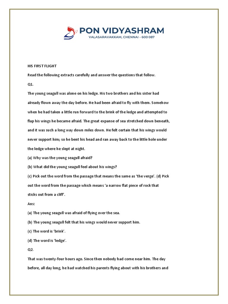 His First Flight Qs And And Pdf