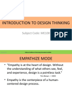 Introduction To Design Thinking: Subject Code: ME100