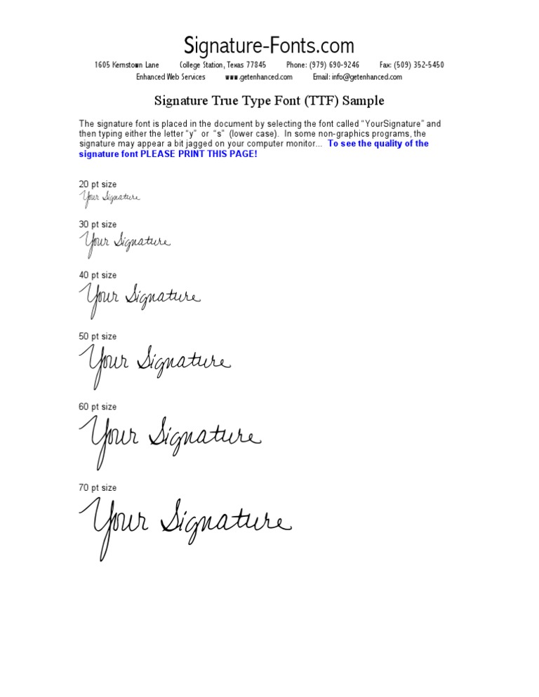 Signature True Type Font Sample Guide | PDF | Career & Growth