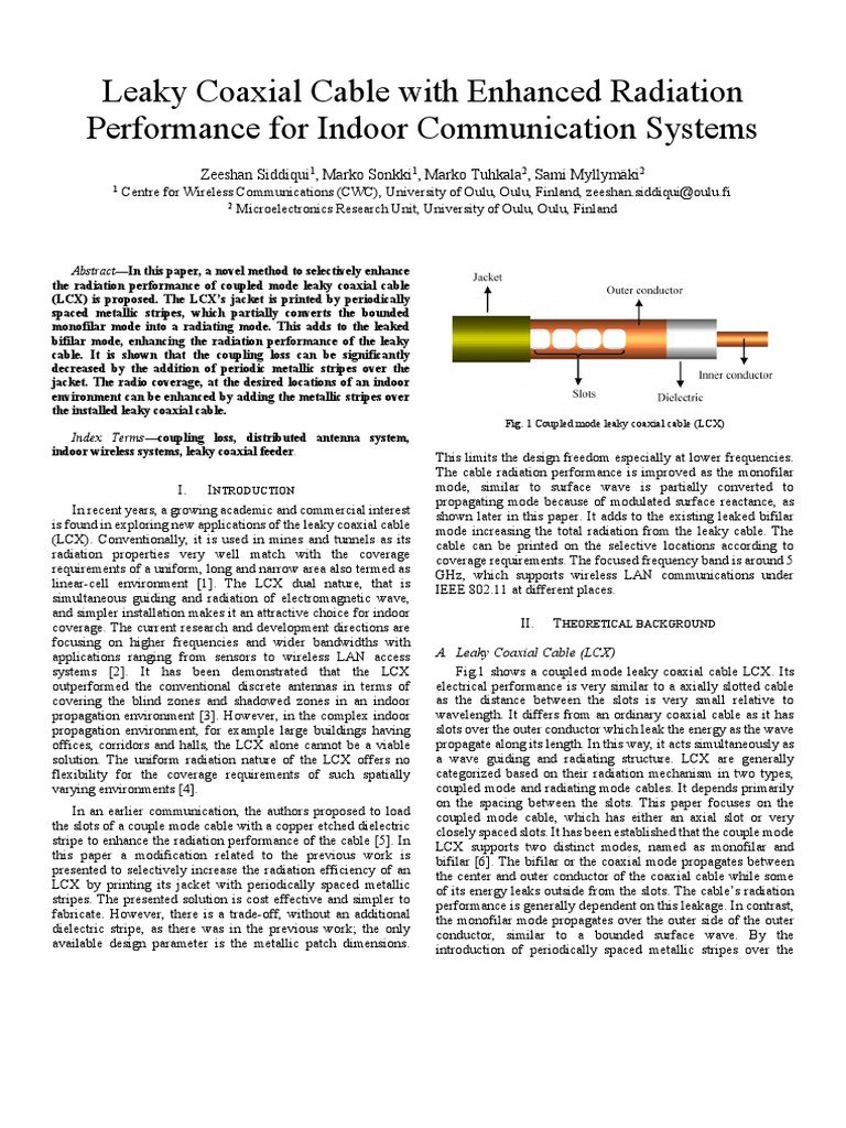 Leaky Coaxial Cable With Enhanced Radiat PDF Coaxial Cable