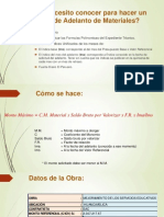 Calculo de Adelanto de Materiales