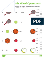 Algebra With Mixed Operations Activity Sheet