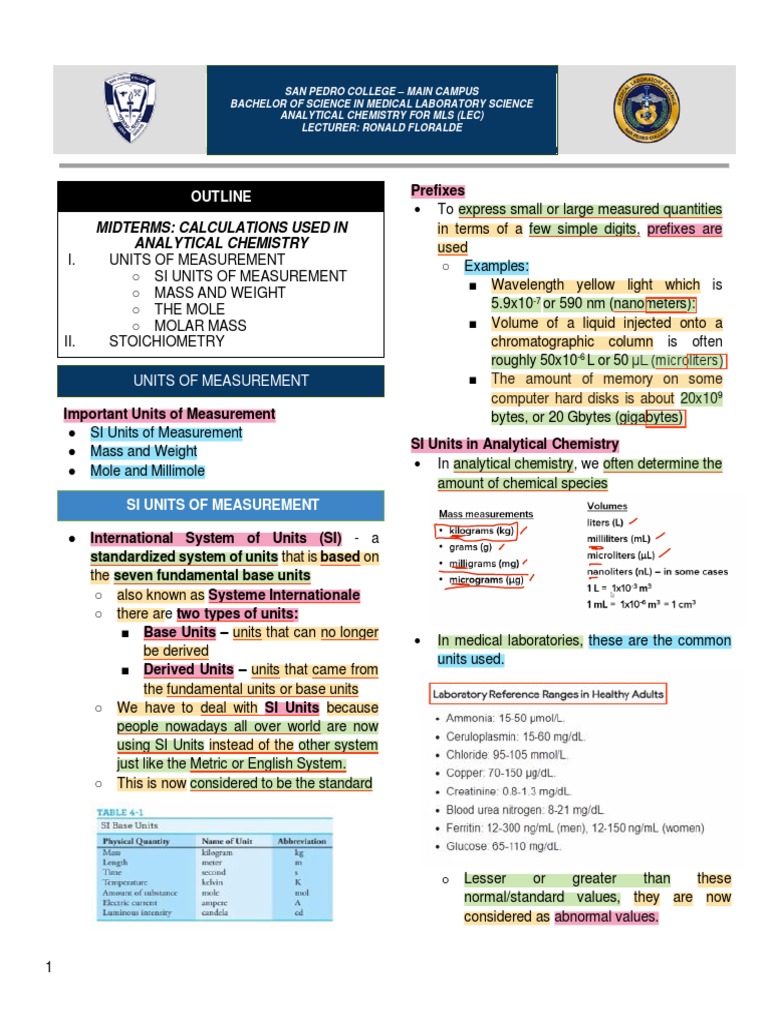 Analytical Chemistry for Medical Laboratory Science An Introduction to