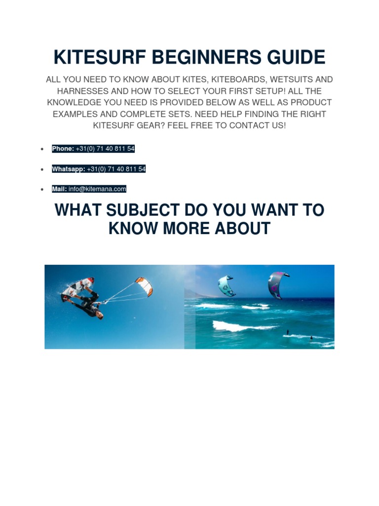 Kitesurf Beginners Guide | PDF | Hobbies