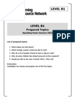 Level B1: Prepared Topics