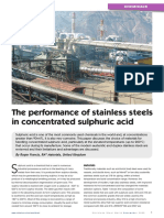 The Performance of Stainless Steels in Concentrated Sulphuric Acid