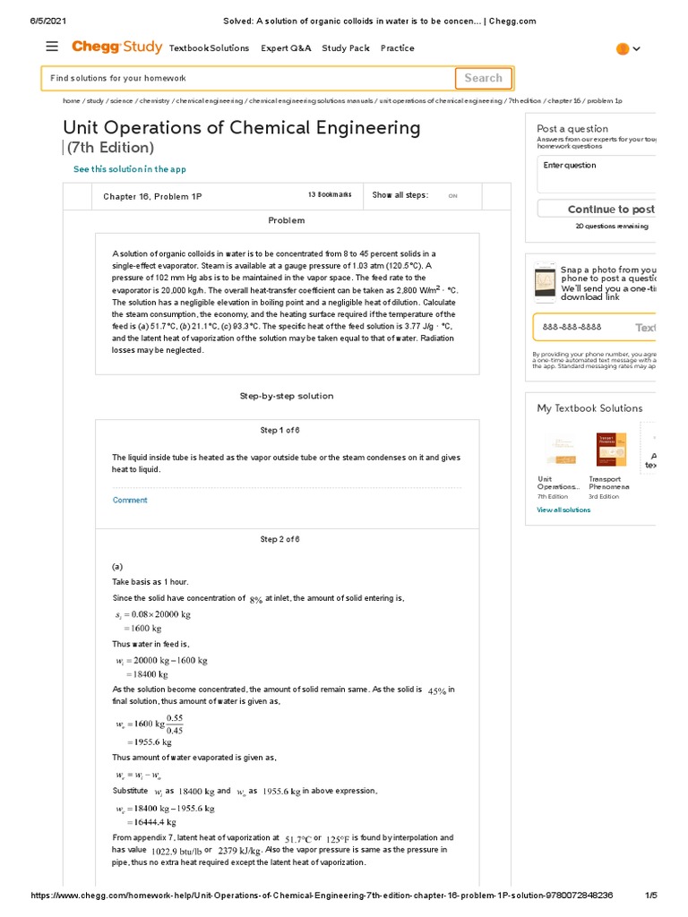 Unit Operations of Chemical Engineering: (7th Edition) | PDF | Heat ...
