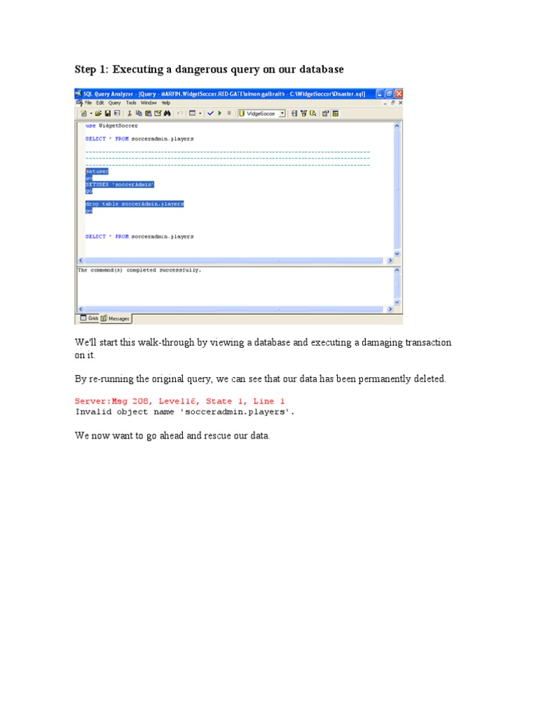 Step 1: Executing A Dangerous Query On Our Database | PDF | Sql | Databases