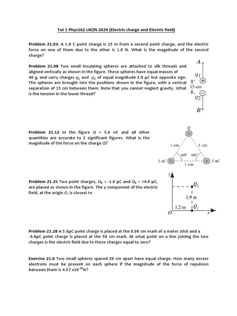 Phys 162 Tut 1 2020 Pdf Force Electron