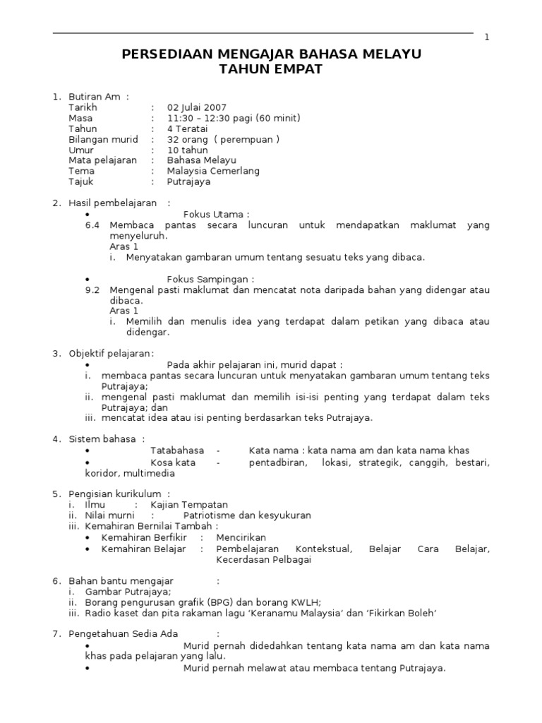 Contoh Persedian Mengajar Nota Pdf