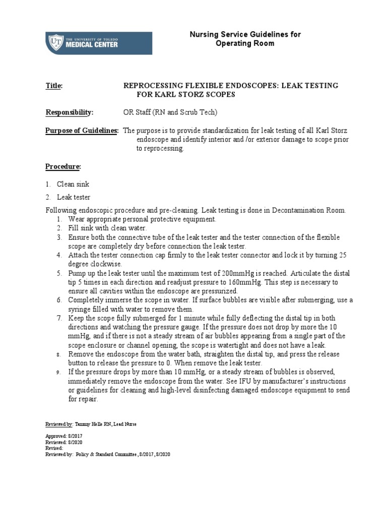 Endoscope Leak Testing Guidelines | PDF | Endoscopy | Manufactured Goods