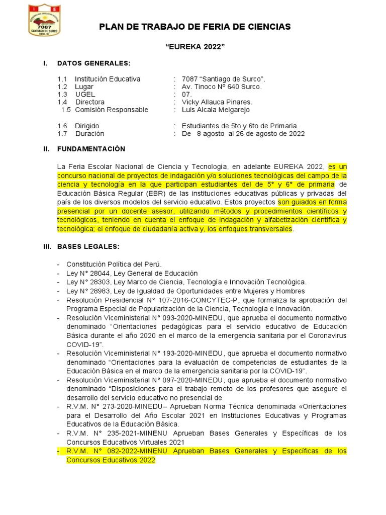 Fotocheck Feria de Ciencias EUREKA 2022 | PDF | Educación primaria ...