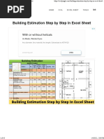 Building Estimation Step by Step in Excel Sheet