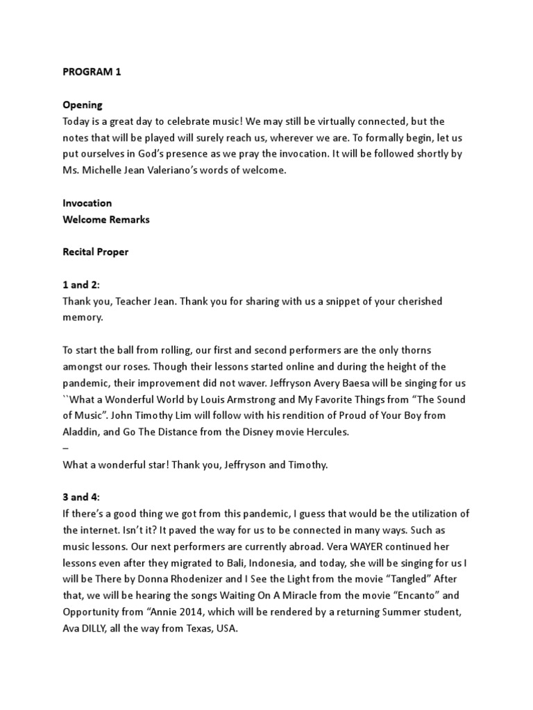 Program 1 Opening | PDF | Art