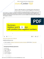 Addition and Subtraction With Positive and Negative Numbers