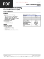 NAND Flash Memory: Serial Peripheral Interface (SPI) MT29F1G01AAADD Features