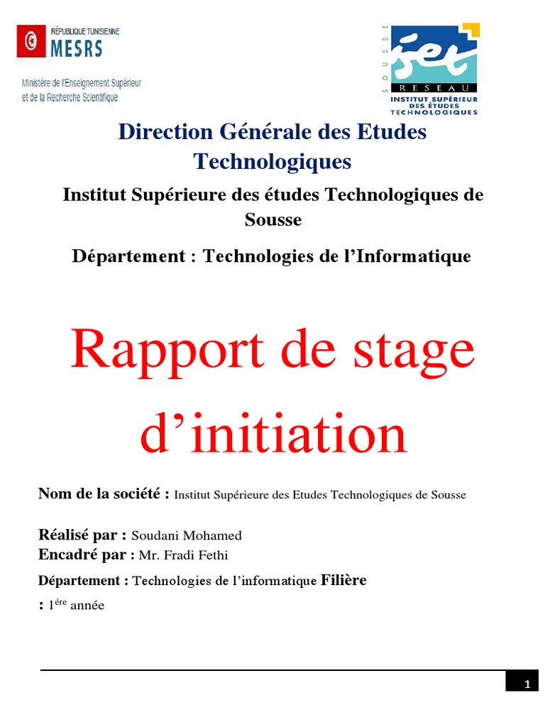 Rapport de stage à l'ISET Sousse | PDF | Télécommunications | Réseau ...