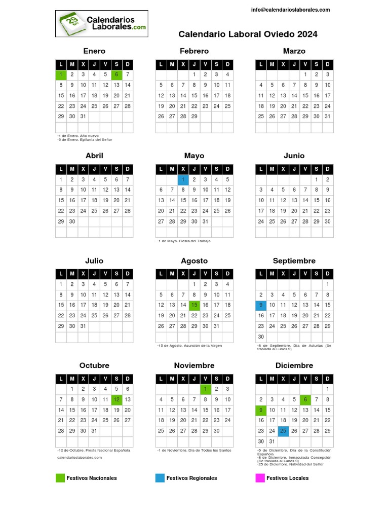 Calendario lABORAL oVIEDO 2024 PDF Calendario Festival