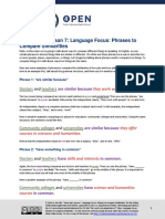 Transcript Lesson 7 Language Focus Phrases To Compare Similarities