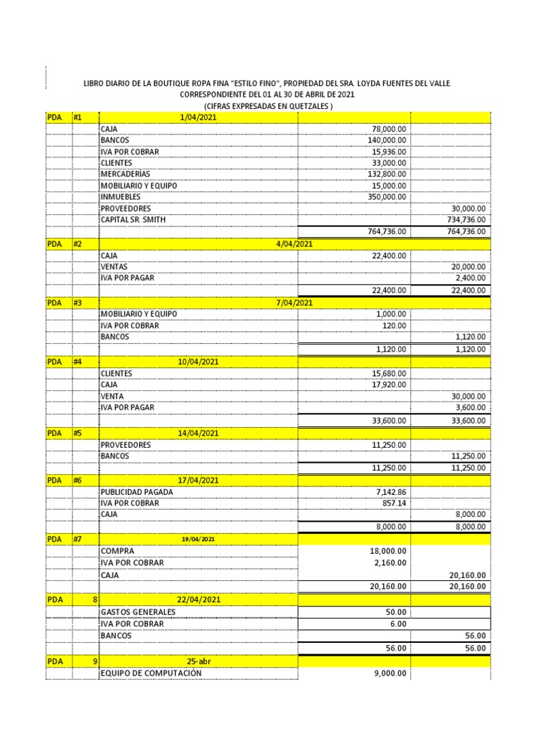Ejercicio Libro Diario Pdf