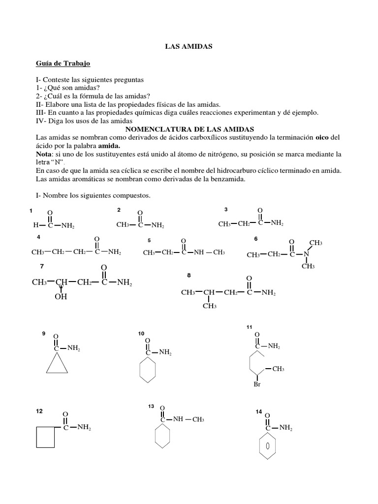 LAS AMIDAS. Practica III. Segundo Parcial | PDF | Amida | Moléculas