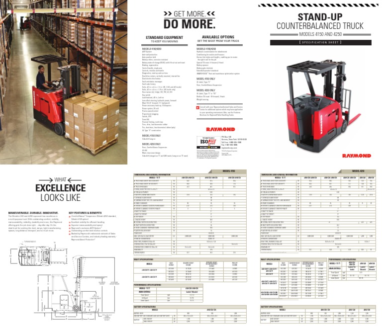 Raymond 4000 Stand Up Counterbalanced Truck Spec Sheet SIFB10040314 ...