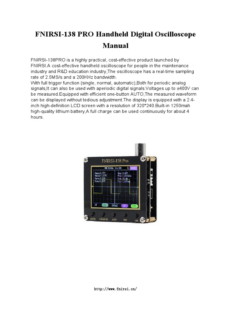 FNIRSI138 PRO Handheld Digital Oscilloscope Manual PDF Amplitude