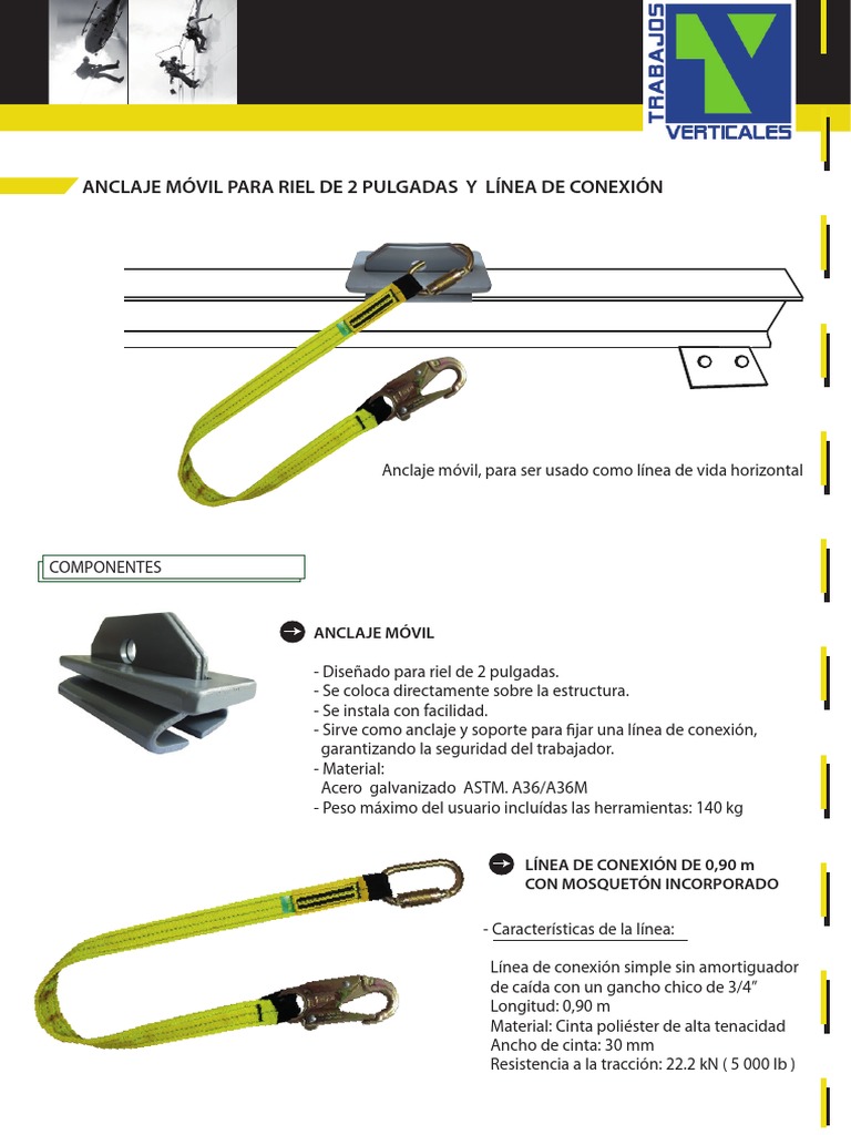 Anclaje Móvil para Riel de 2 Pulg. + Linea de Conexión | PDF | Acero