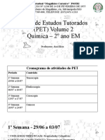 PET Química 2o EM Cronograma Atividades