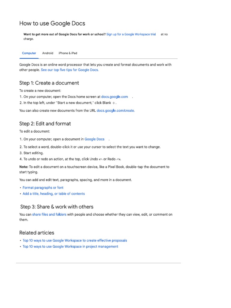 How To Use Google Docs | PDF