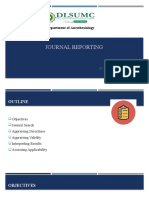 Journal Reporting: Department of Anesthesiology