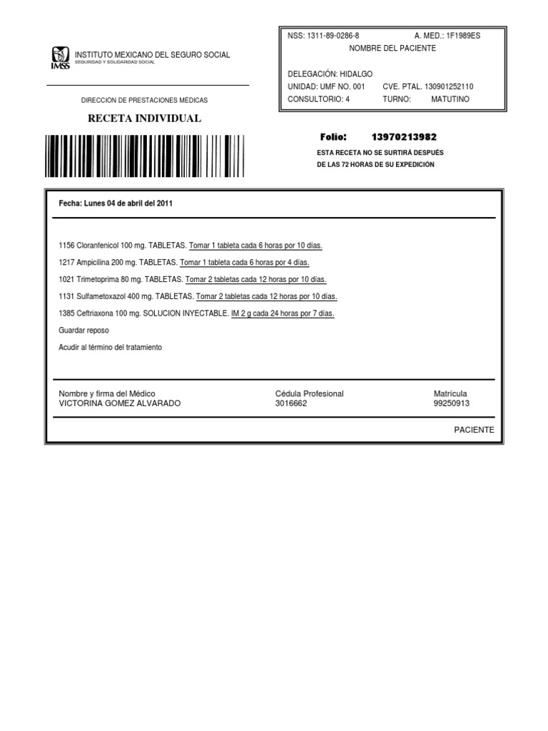 Receta Imss | PDF | Antibióticos | Drogas