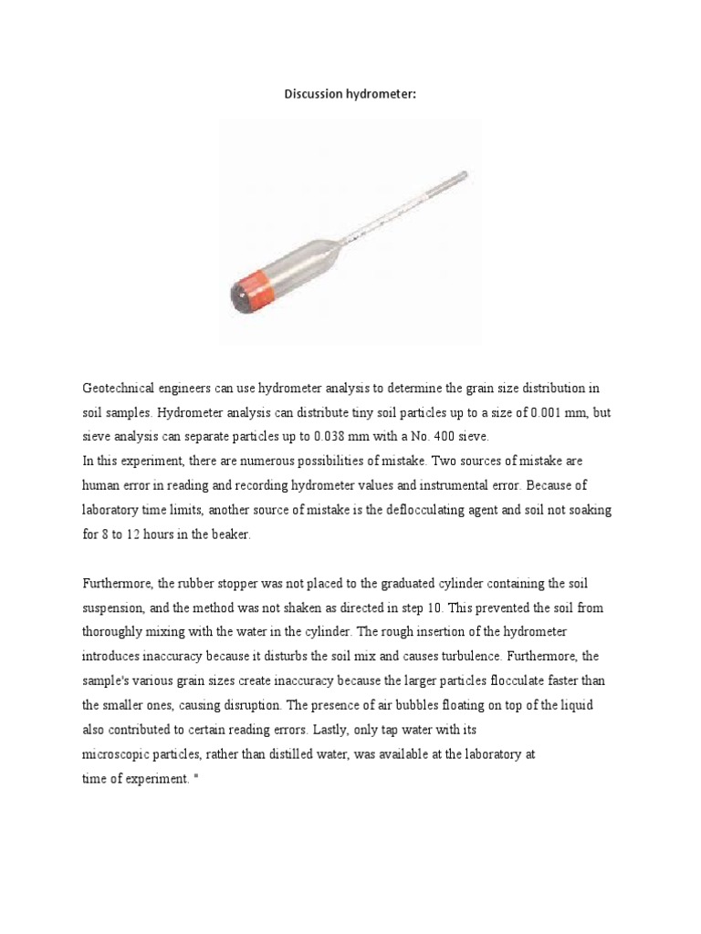 Discussion Hydrometer PDF Error Accuracy And Precision