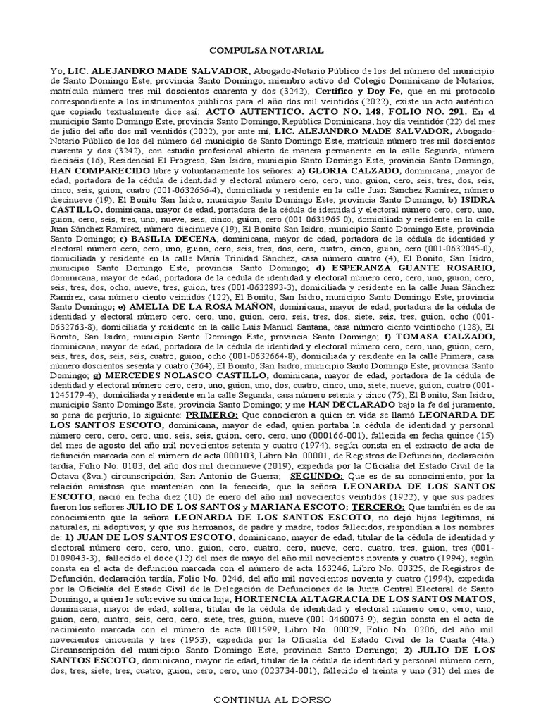Certificación Notarial en Santo Domingo | PDF | República Dominicana ...