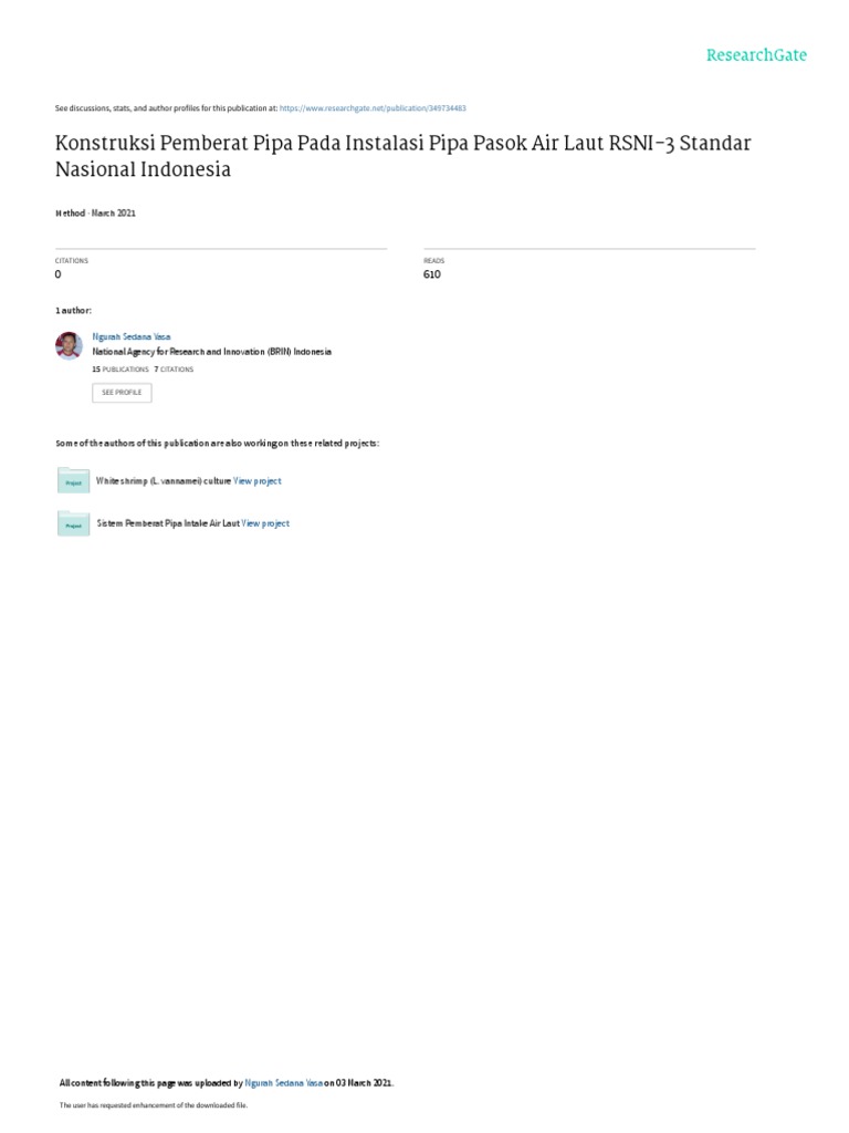 Konstruksi Instalasi Intake Air Laut | PDF