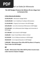 What's at Stake For Minnesotans - A Clear Choice by The Numbers