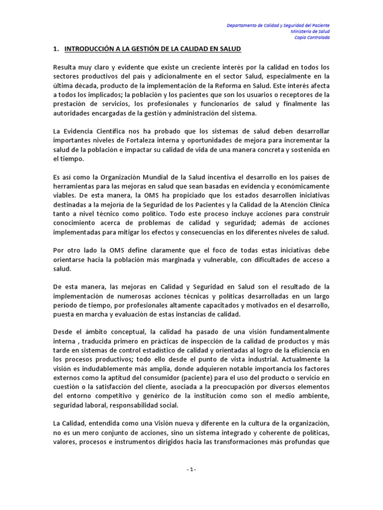 Introducción A La Gestión De La Calidad En Salud Pdf Calidad